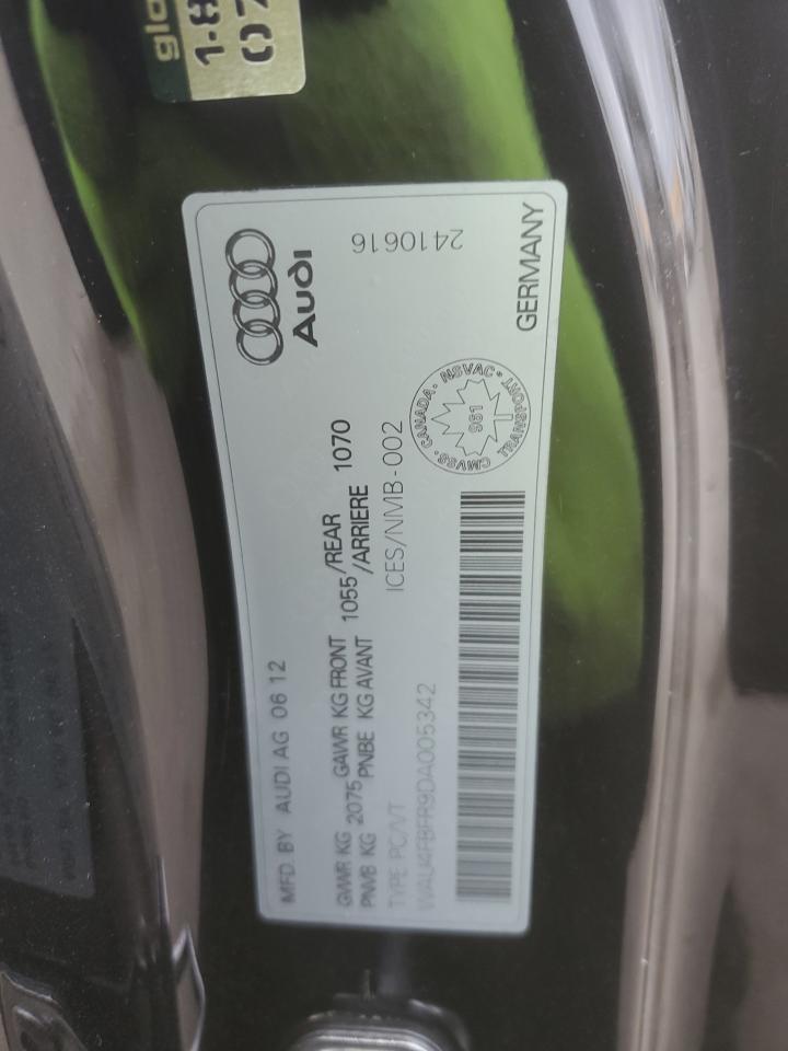 2013 Audi A5 VIN WAU4FBFR9DA005342 Copart auction photo, front end / side damage thumbnail 12