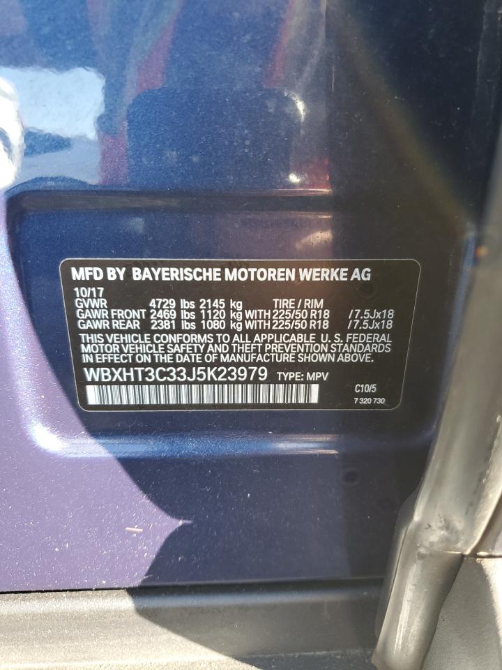 2018 BMW X1 VIN WBXHT3C33J5K23979 Copart auction photo, front end damage thumbnail 13