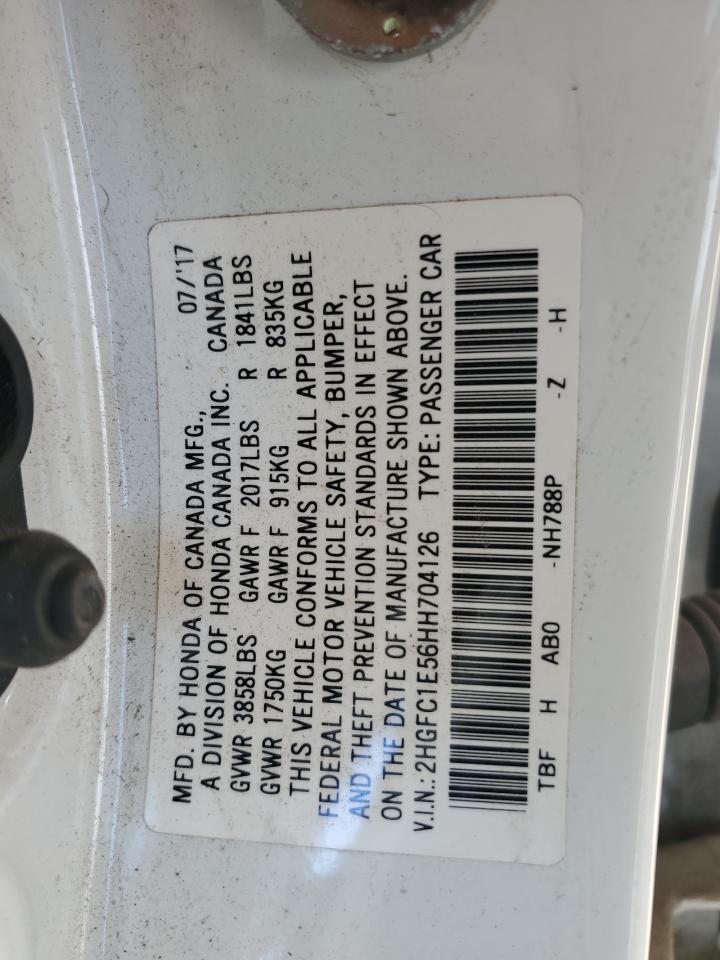 2017 Honda Civic VIN 2HGFC1E56HH704126 Copart auction photo, front end damage thumbnail 14