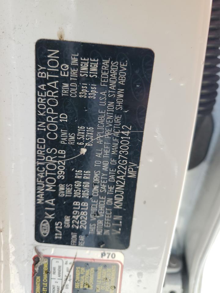 2016 KIA Soul VIN KNDJN2A22G7300142 Copart auction photo, rear end damage thumbnail 12