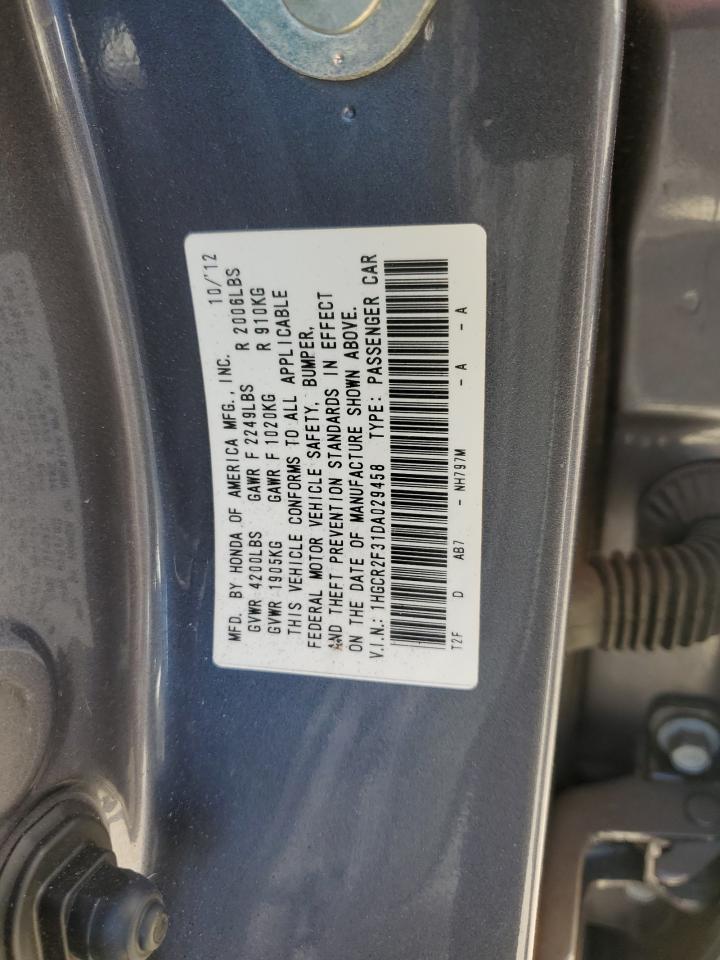 2013 Honda Accord VIN 1HGCR2F31DA029458 Copart auction photo, front end / undercarriage damage thumbnail 12