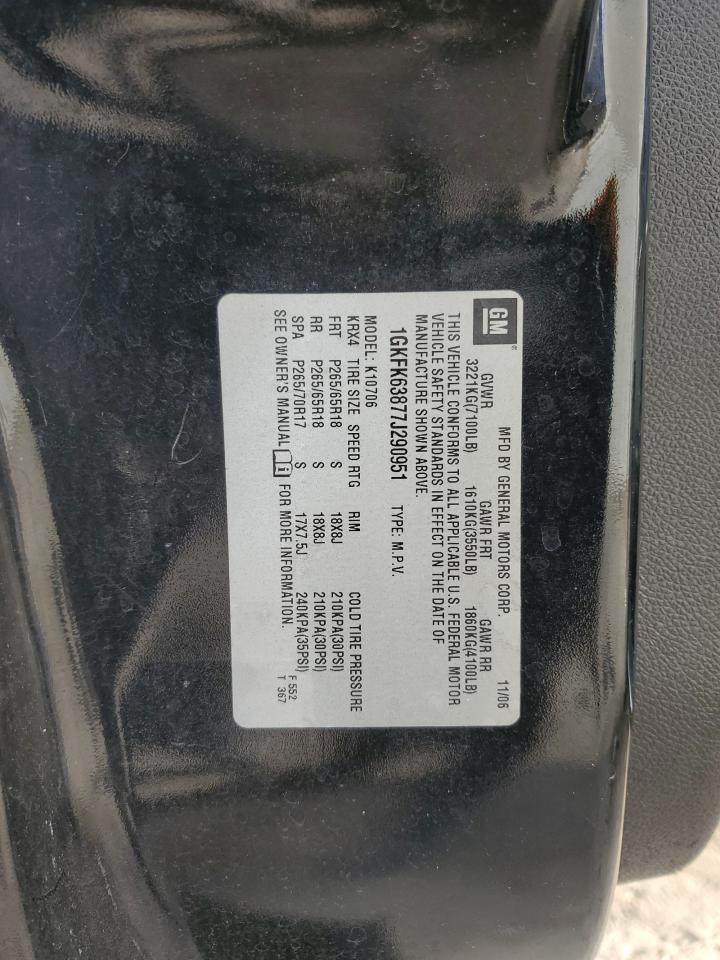 2007 GMC Yukon VIN 1GKFK63877J290951 Copart auction photo, front end damage thumbnail 13