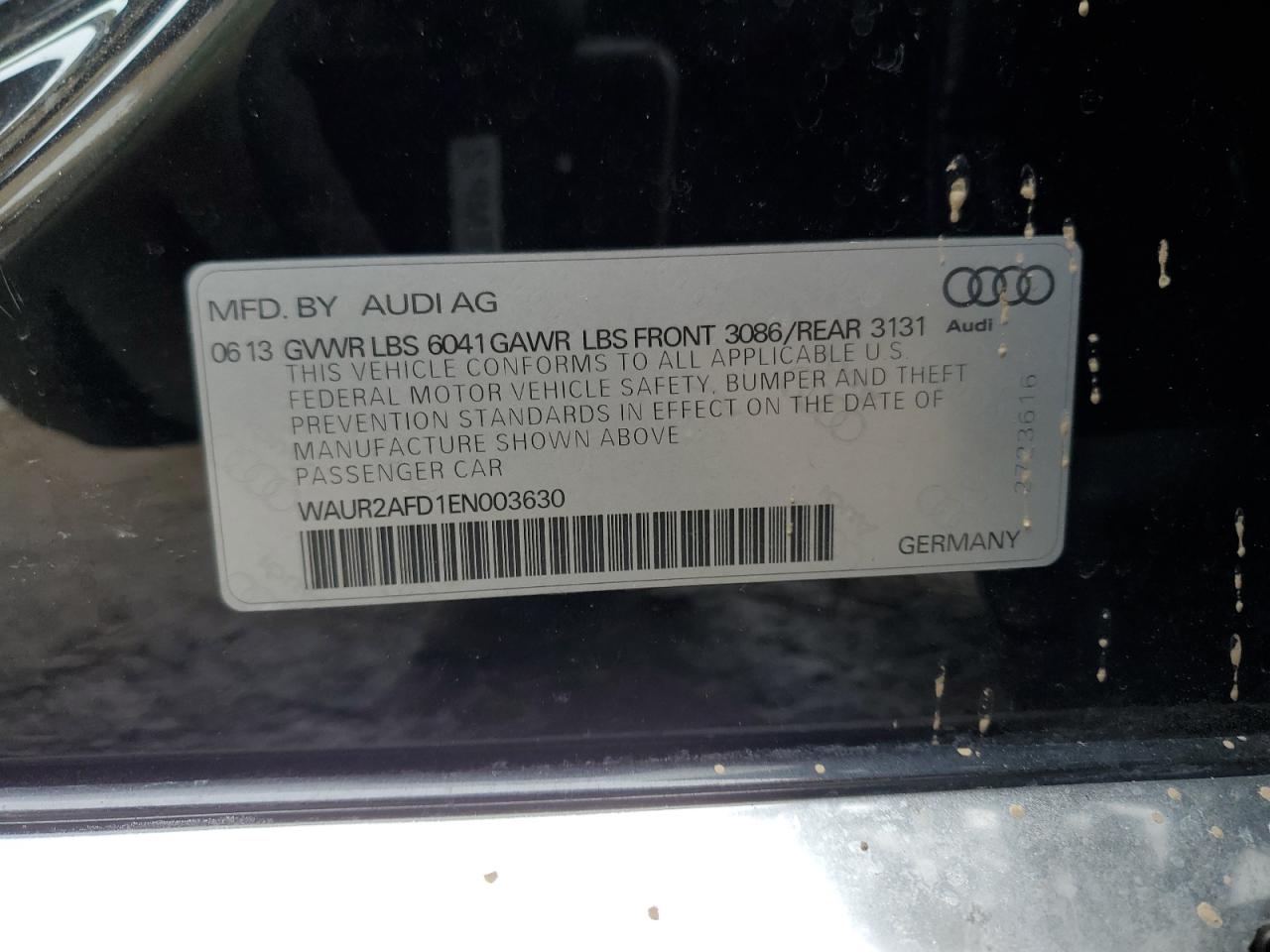 2014 Audi A8 VIN WAUR2AFD1EN003630 Copart auction photo, front end damage thumbnail 12