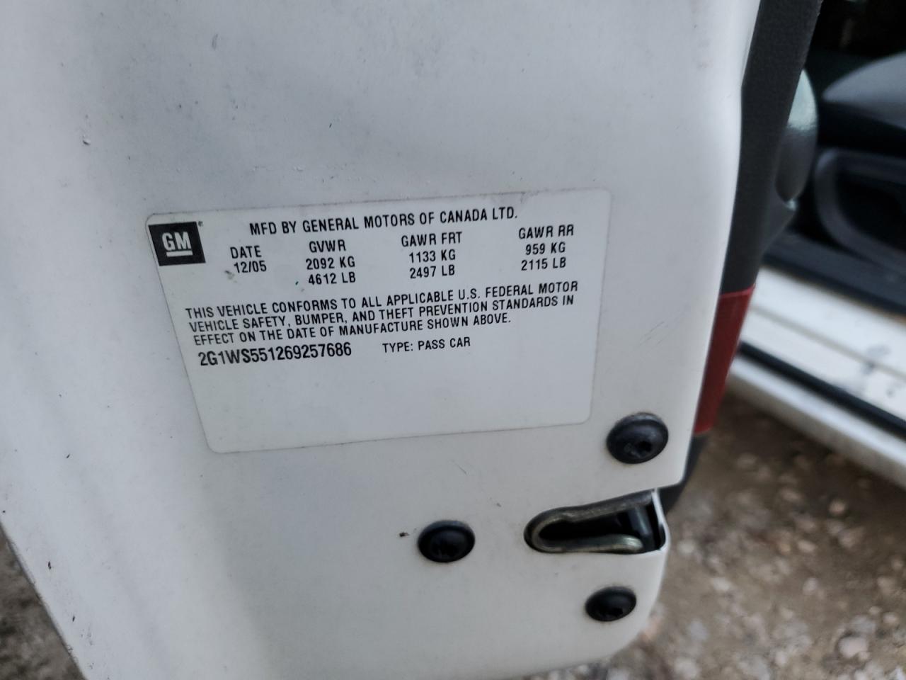 2006 Chevrolet Impala VIN 2G1WS551269257686 Copart auction photo, rear end damage thumbnail 12