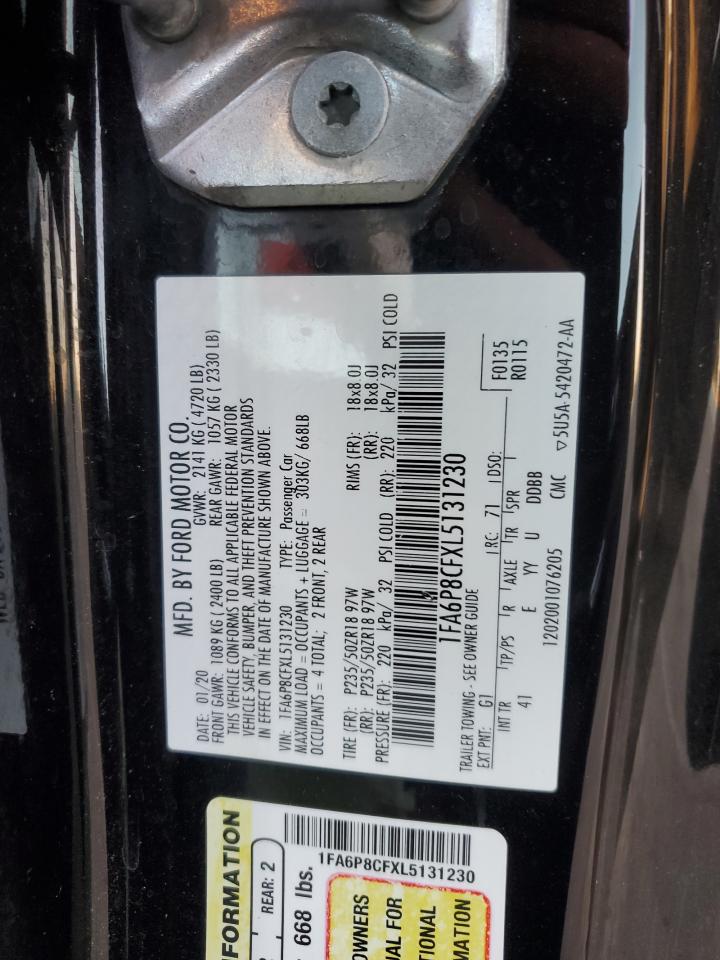 2020 Ford Mustang VIN 1FA6P8CFXL5131230 Copart auction photo, rear end / side damage thumbnail 13