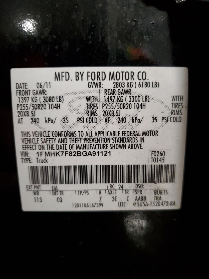 2011 Ford Explorer VIN 1FMHK7F82BGA91121 Copart auction photo, front end / mechanical damage thumbnail 14