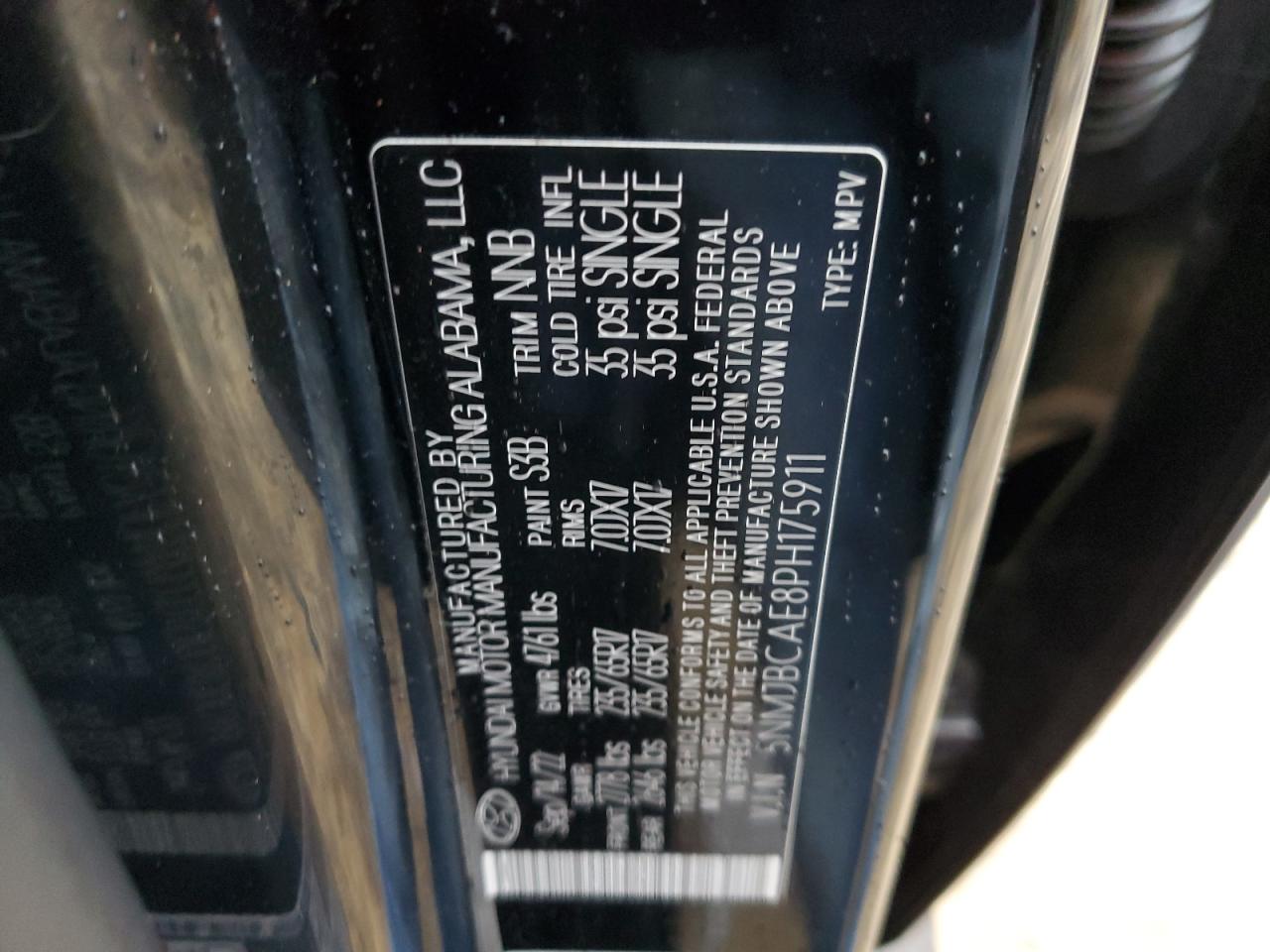 2023 Hyundai Tucson VIN 5NMJBCAE8PH175911 Copart auction photo, front end damage thumbnail 13