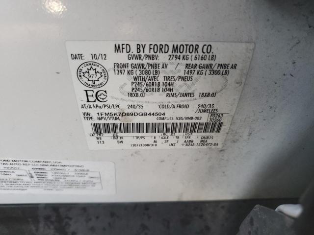 2013 Ford Explorer VIN 1FM5K7D89DGB44504 Copart auction photo, side damage thumbnail 12