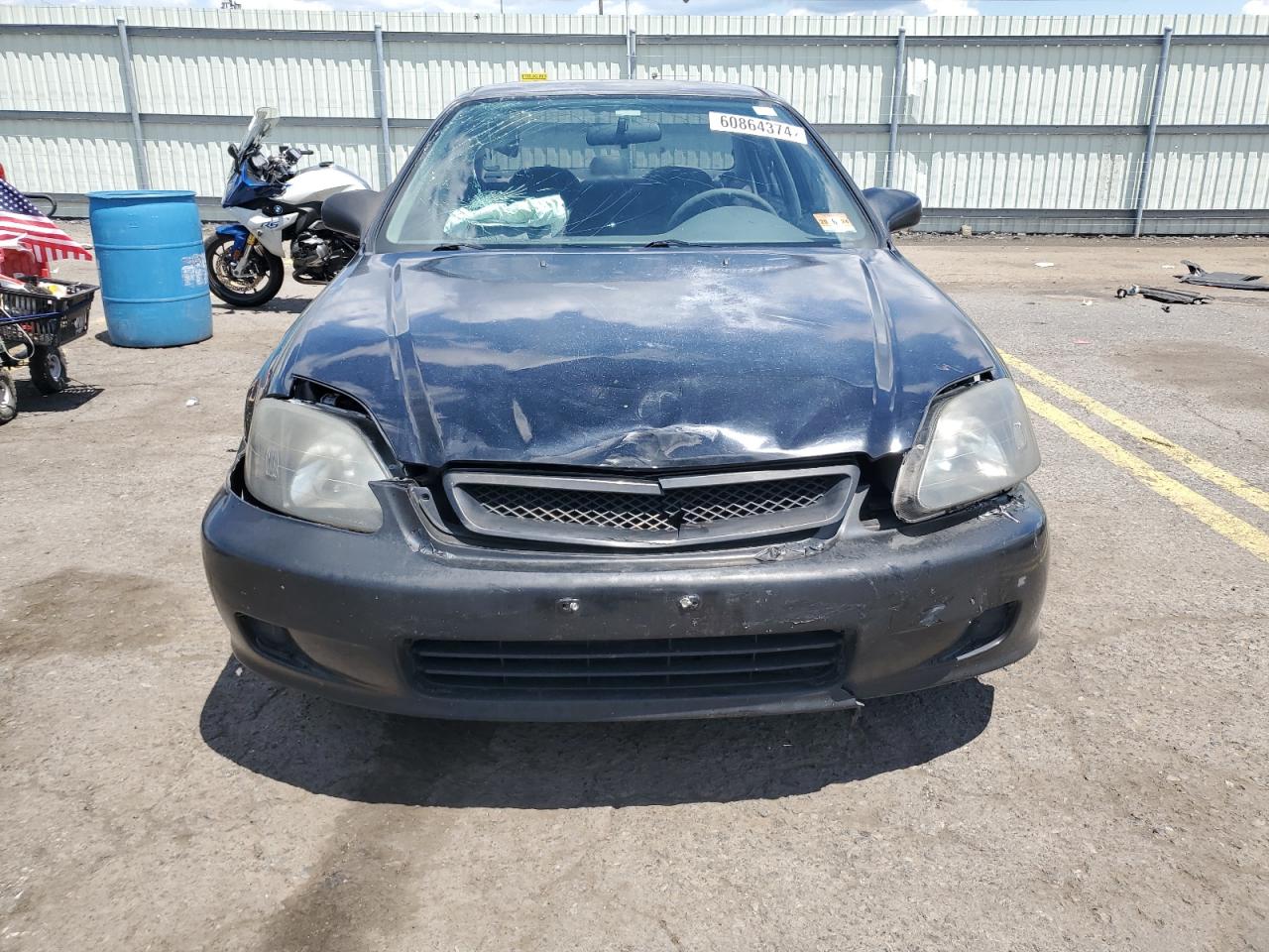 2000 Honda Civic VIN 2HGEJ6675YH583135 Copart auction photo, front end / top/roof damage thumbnail 5