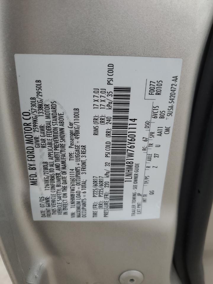 2006 Lincoln Town Car VIN 1LNHM81W76Y601114 Copart auction photo, front end / minor dent/scratches damage thumbnail 12