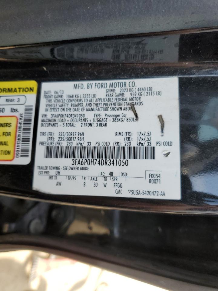 2013 Ford Fusion VIN 3FA6P0H74DR341050 Copart auction photo, front end damage thumbnail 13