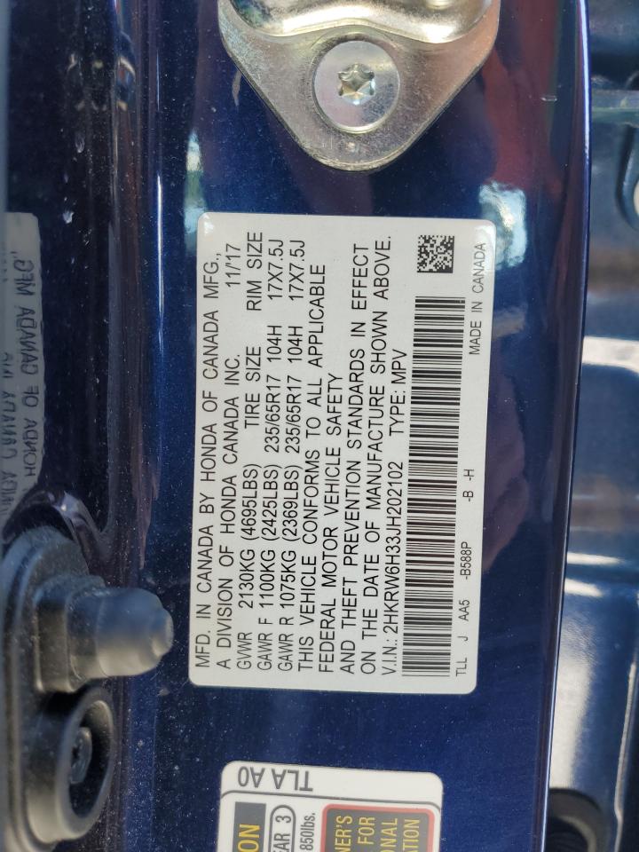 2018 Honda CR-V VIN 2HKRW6H33JH202102 Copart auction photo, rear end / minor dent/scratches damage thumbnail 13