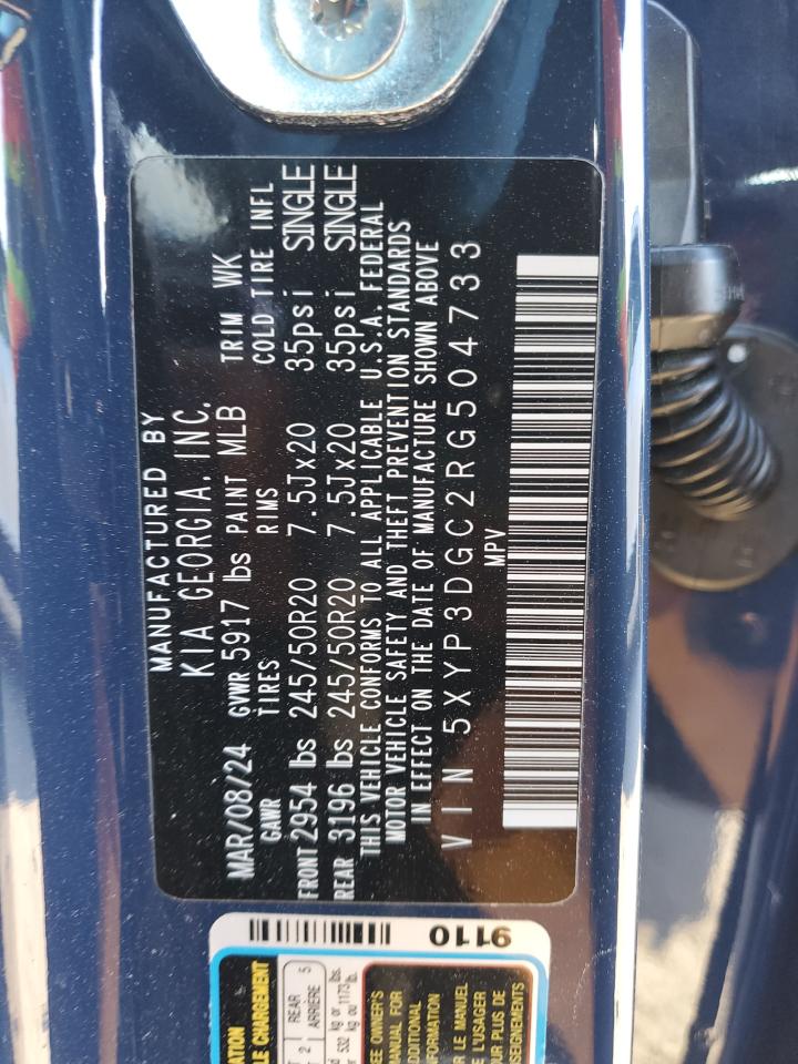 2024 KIA Telluride VIN 5XYP3DGC2RG504733 Copart auction photo, front end damage thumbnail 13
