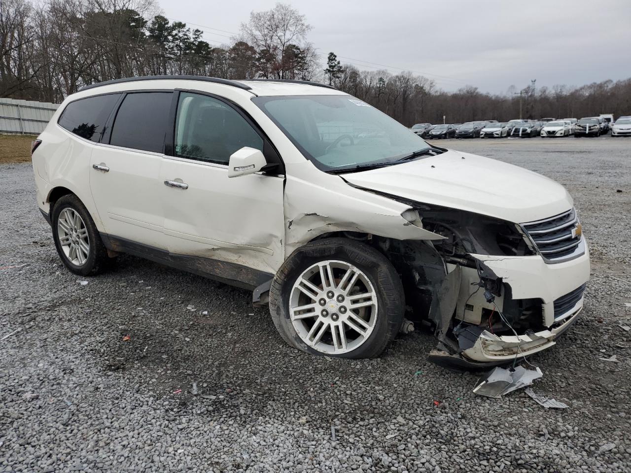 2015 Chevrolet Traverse VIN 1GNKRGKD8FJ156904 Copart auction photo, front end / side damage thumbnail 4