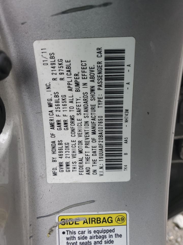 2011 Acura TL VIN 19UUA8F20BA007650 Copart auction photo, front end / mechanical damage thumbnail 14