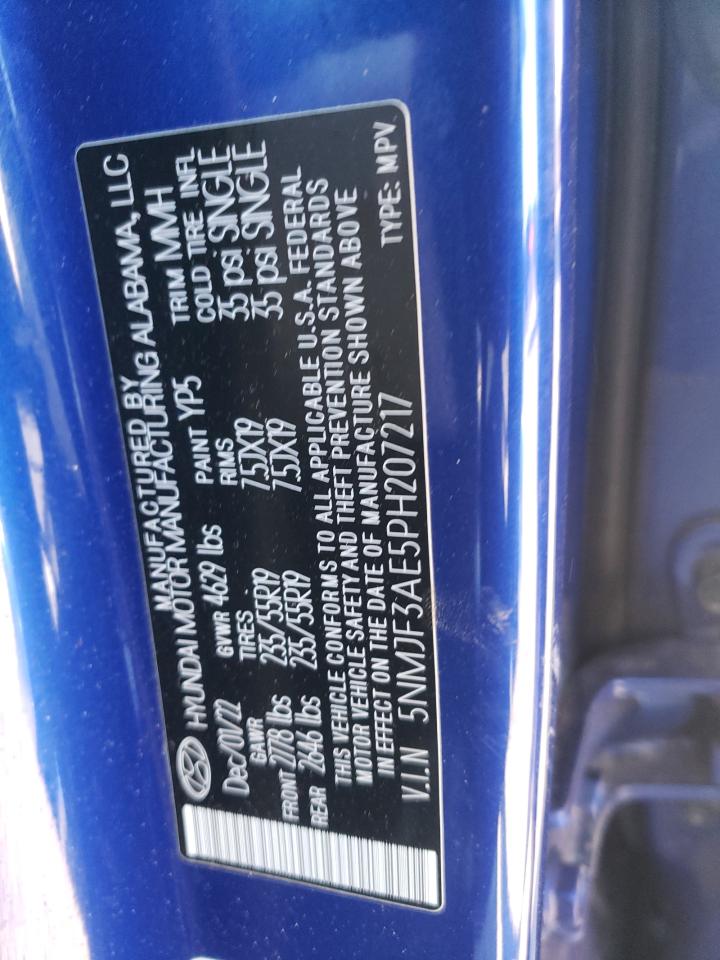 2023 Hyundai Tucson VIN 5NMJF3AE5PH207217 Copart auction photo, front end / side damage thumbnail 16