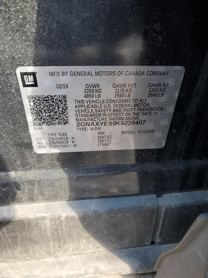 2019 Chevrolet Equinox VIN 2GNAXYEX9K6239407 Copart auction photo, front end / side damage thumbnail 13