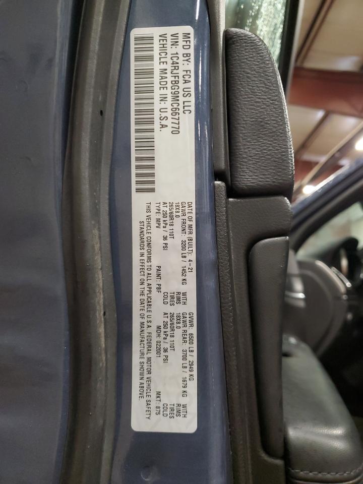 2021 Jeep Grand Cherokee VIN 1C4RJFBG9MC667770 Copart auction photo, front end damage thumbnail 13