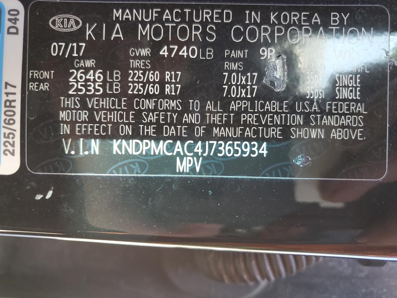 2018 KIA Sportage VIN KNDPMCAC4J7365934 Copart auction photo, front end / rear end damage thumbnail 15