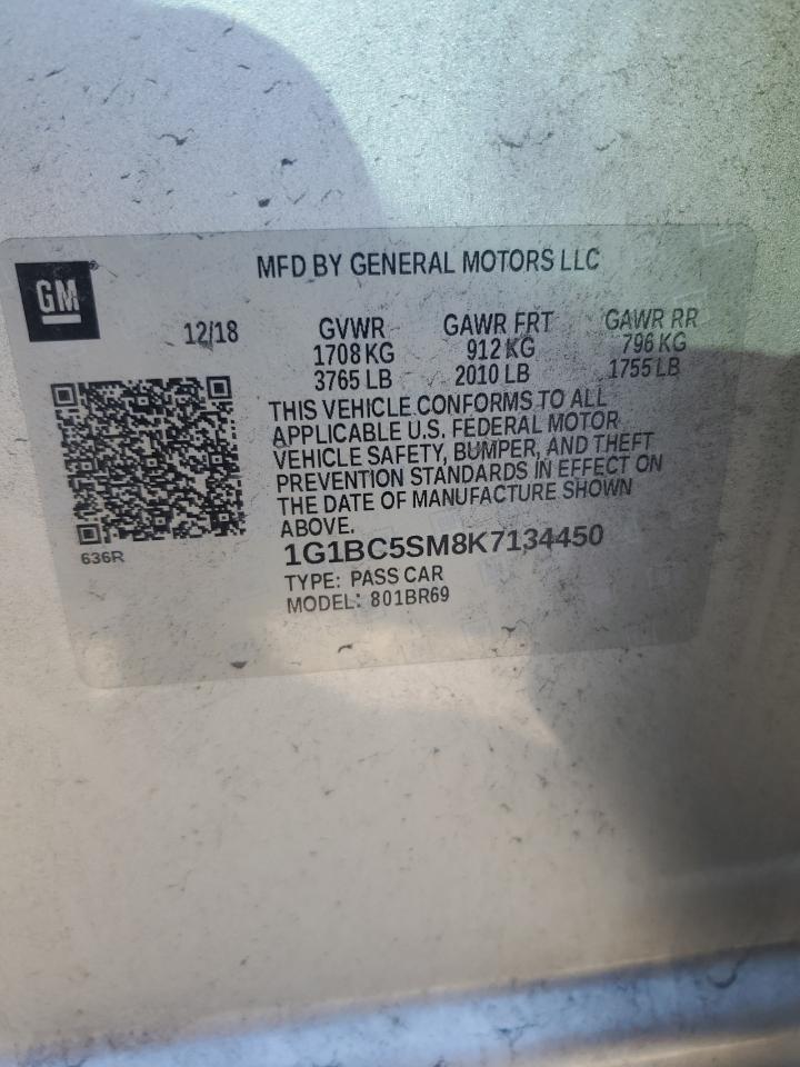 2019 Chevrolet Cruze VIN 1G1BC5SM8K7134450 Copart auction photo, front end damage thumbnail 13