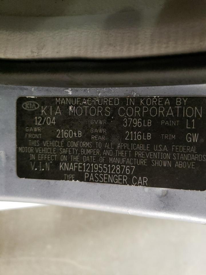 2005 KIA Spectra VIN KNAFE121955128767 Copart auction photo, front end damage thumbnail 12