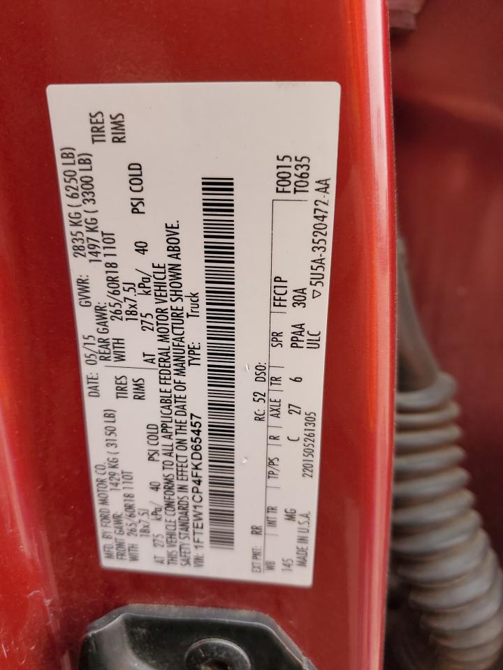 2015 Ford F-150 VIN 1FTEW1CP4FKD65457 Copart auction photo, front end damage thumbnail 14