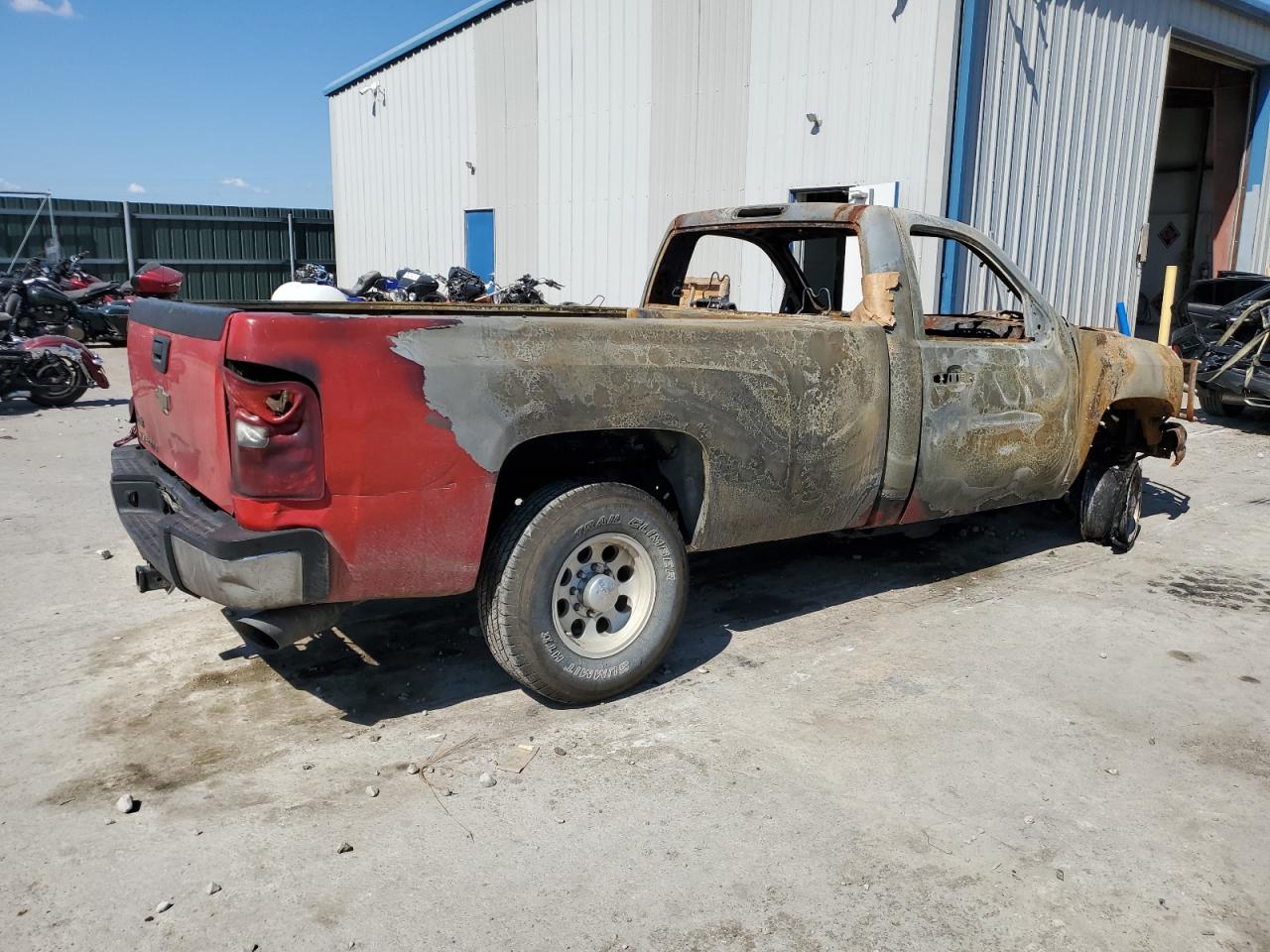 2008 Chevrolet Silverado VIN 1GCHC24K48E216997 Copart auction photo, burn damage thumbnail 3