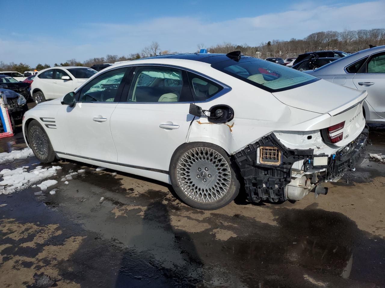 2022 Genesis G80 VIN KMTGB4SC3NU092276 Copart auction photo, rear end damage thumbnail 2