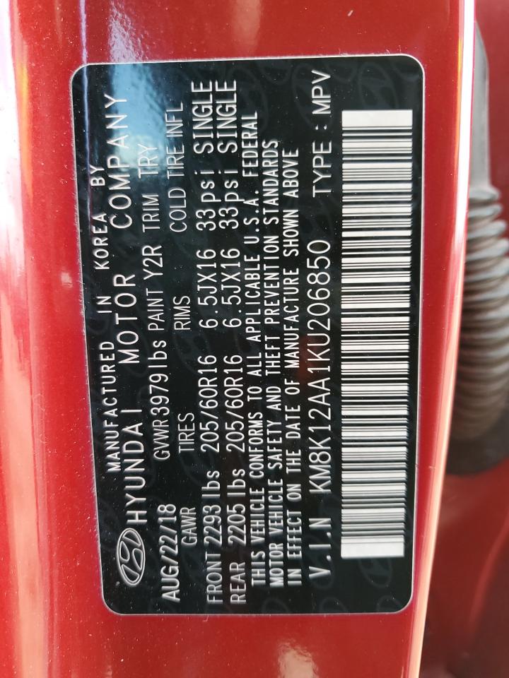 2019 Hyundai Kona VIN KM8K12AA1KU206850 Copart auction photo, all over damage thumbnail 14