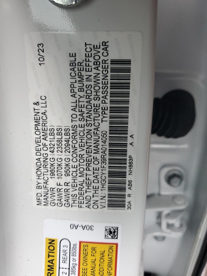 2024 Honda Accord VIN 1HGCY1F39RA014050 Copart auction photo, front end damage thumbnail 14