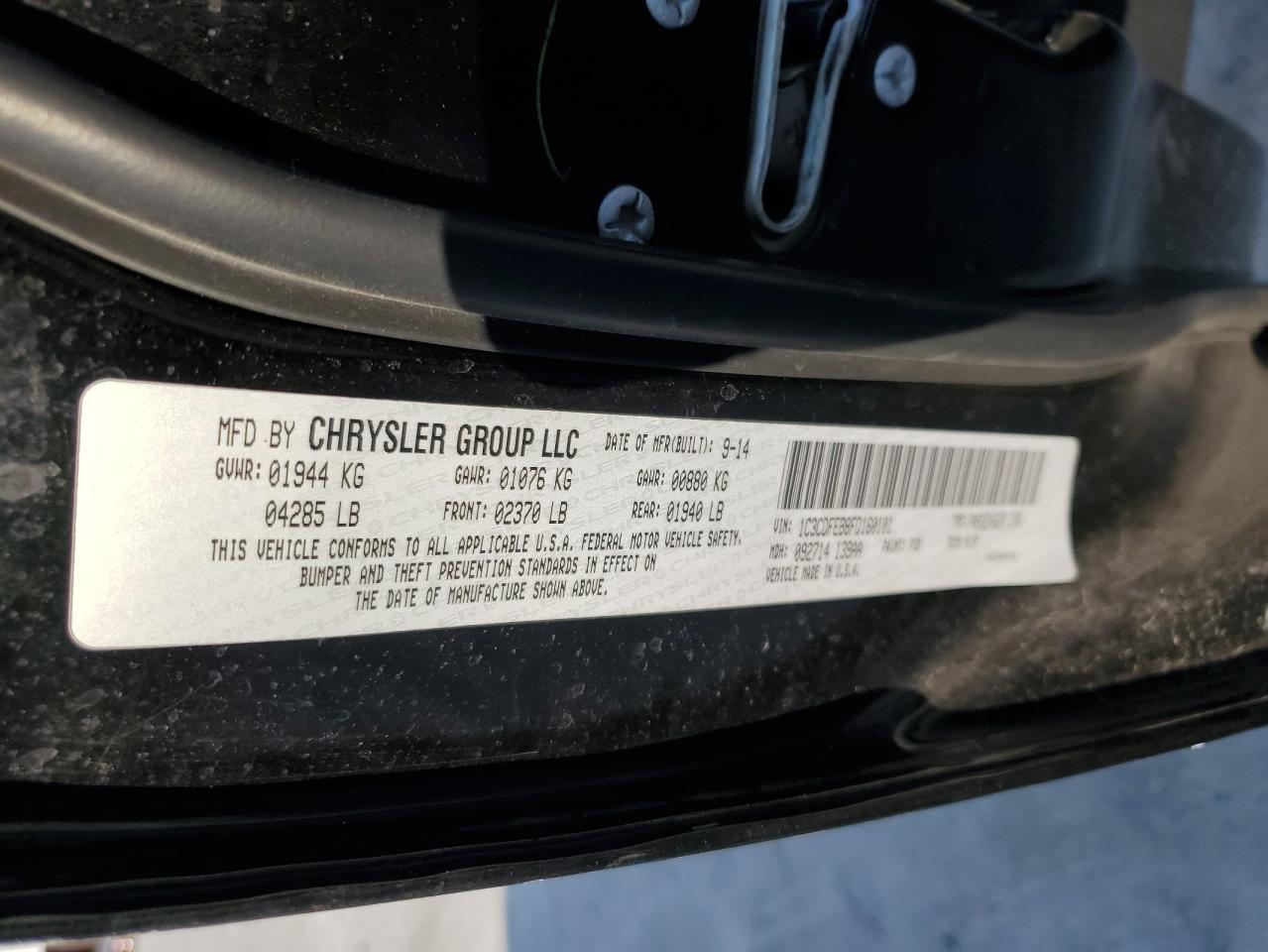 2015 Dodge Dart VIN 1C3CDFEB8FD160101 Copart auction photo, front end / minor dent/scratches damage thumbnail 12