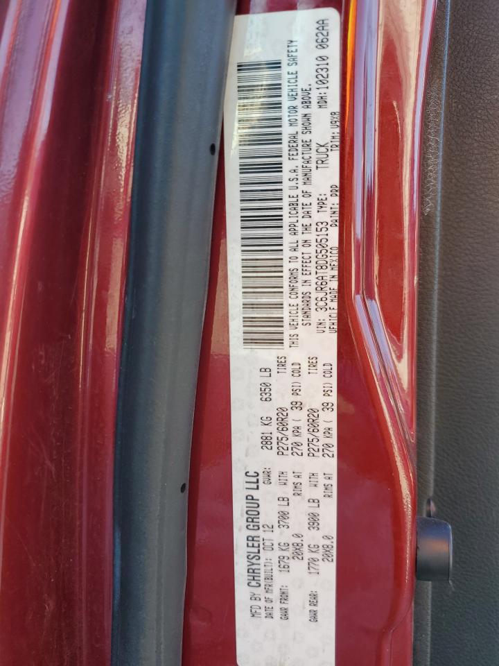 2013 RAM 1500 VIN 3C6JR6AT8DG505153 Copart auction photo, front end damage thumbnail 14