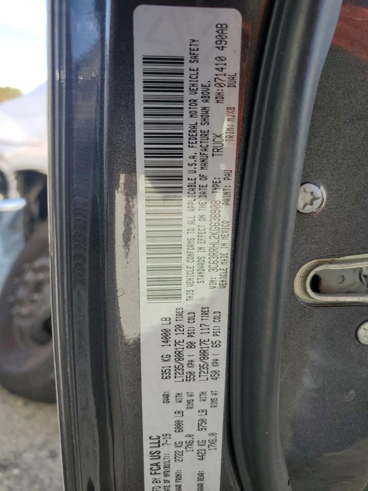 2019 RAM 3500 VIN 3C63RRHL2KG638908 Copart auction photo, front end damage thumbnail 13
