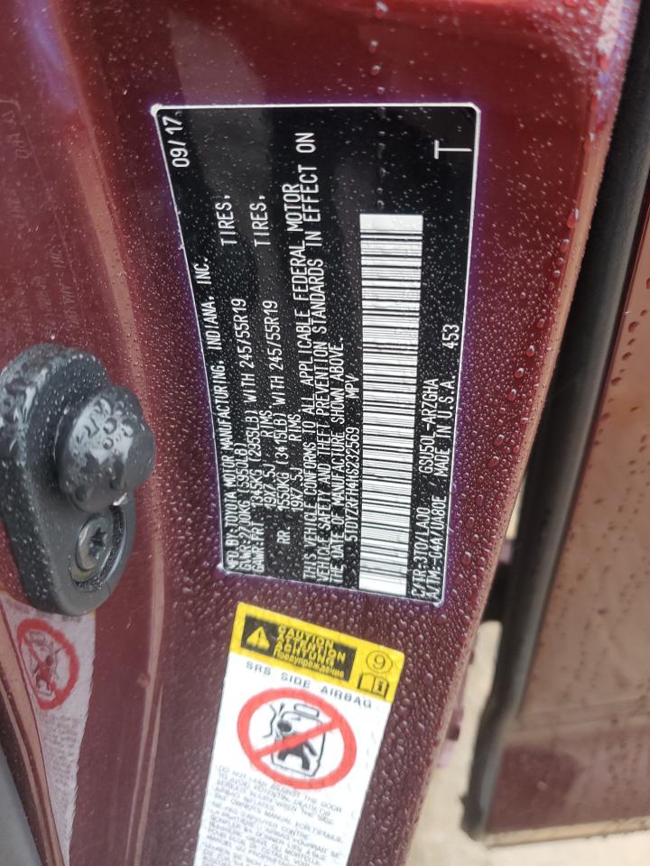 2017 Toyota Highlander VIN 5TDYZRFH4HS232569 Copart auction photo, front end damage thumbnail 13