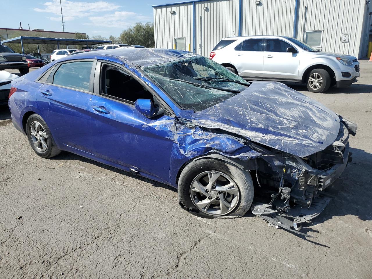 2021 Hyundai Elantra VIN 5NPLL4AGXMH050906 Copart auction photo, front end / side damage thumbnail 4