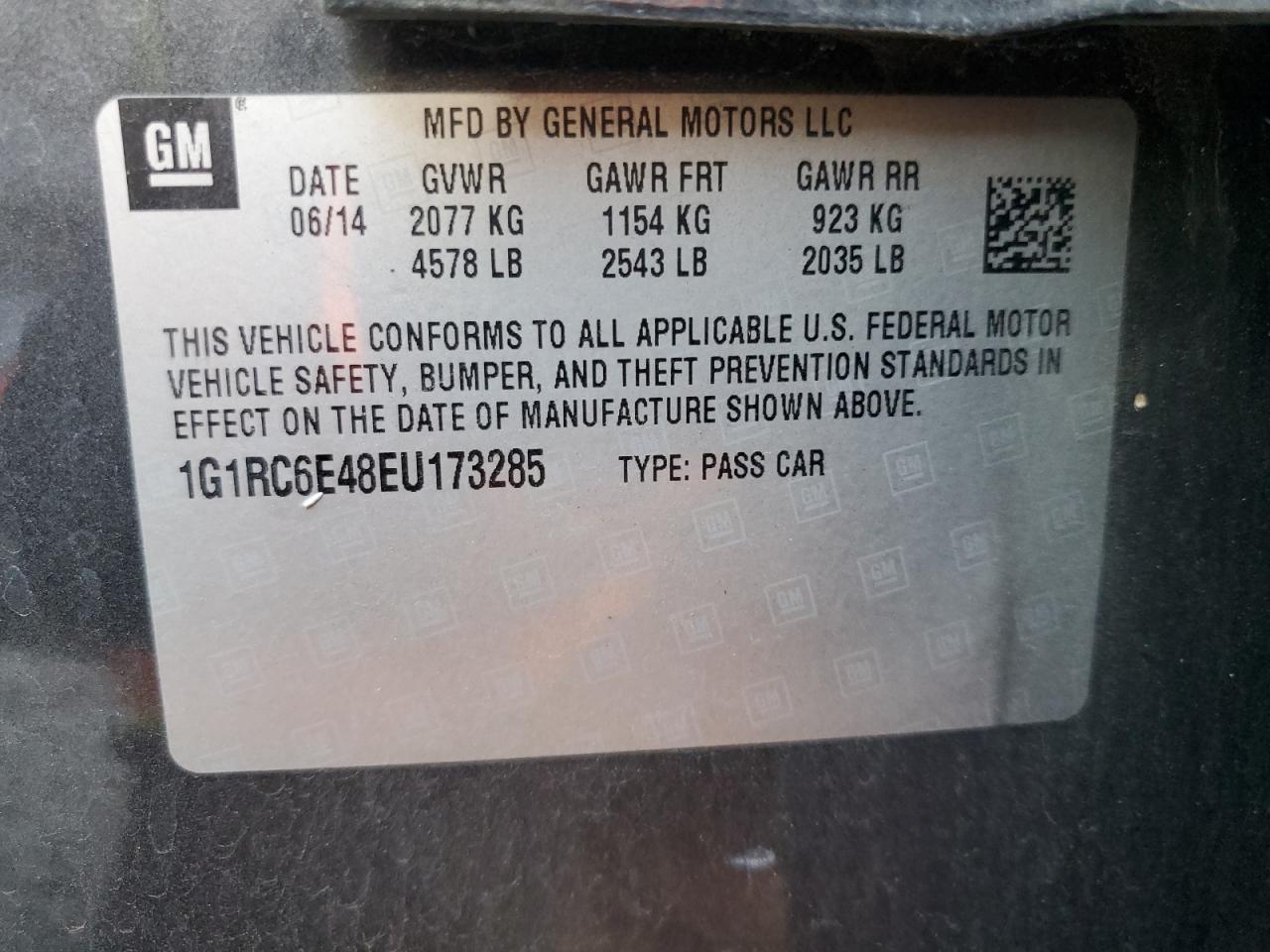 2014 Chevrolet Volt VIN 1G1RC6E48EU173285 Copart auction photo, front end damage thumbnail 12