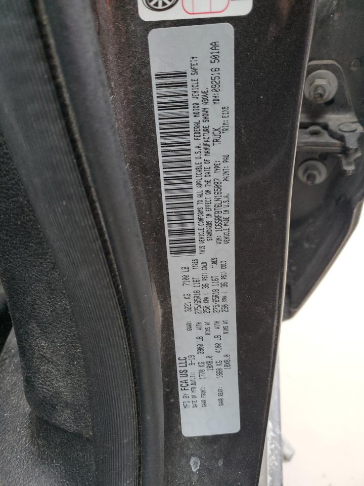 2020 RAM 1500 VIN 1C6SRFBT6LN165087 Copart auction photo, side / rear end damage thumbnail 12