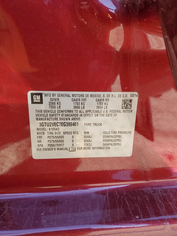 2014 GMC Sierra VIN 3GTU2VEC7EG389461 Copart auction photo, all over damage thumbnail 14