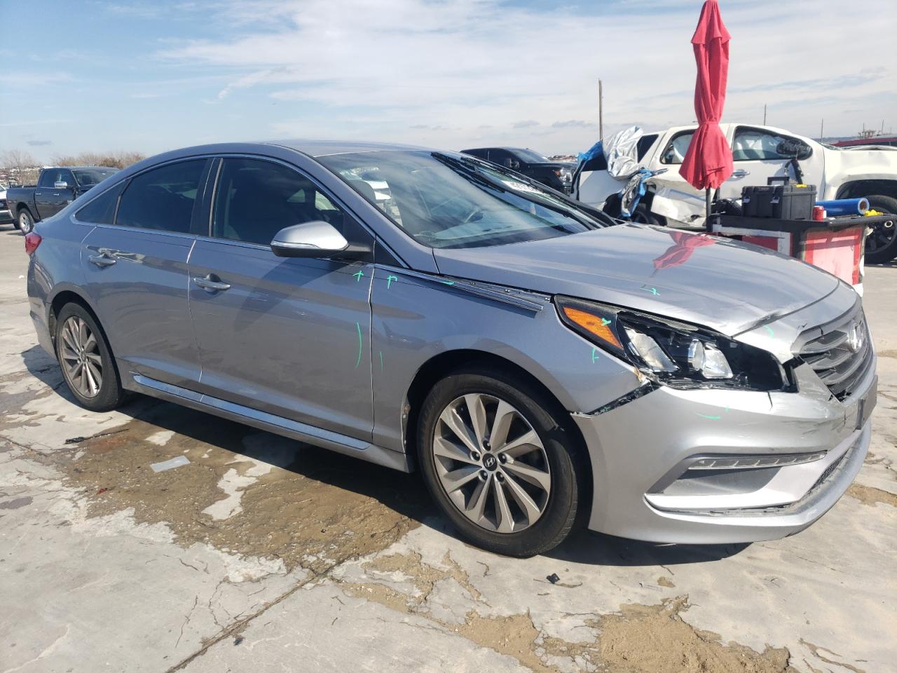 2015 Hyundai Sonata VIN 5NPE34AF9FH185507 Copart auction photo, front end damage thumbnail 4