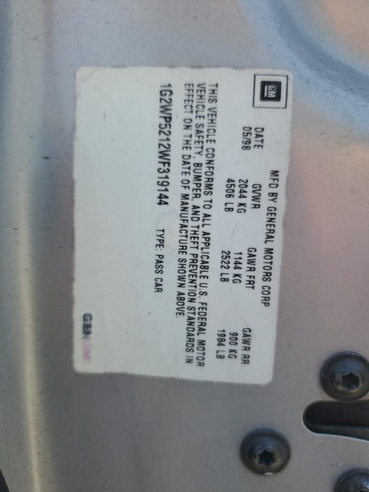 1998 Pontiac Grand Prix VIN 1G2WP5212WF319144 Copart auction photo, front end damage thumbnail 14
