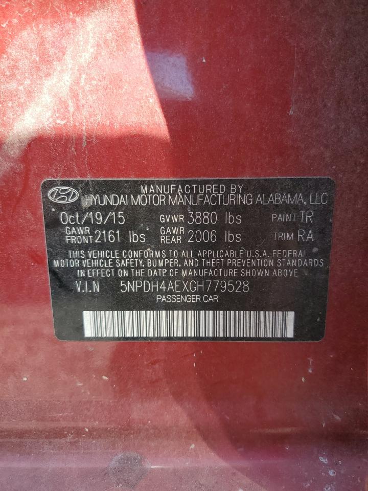 2016 Hyundai Elantra VIN 5NPDH4AEXGH779528 Copart auction photo, front end damage thumbnail 13