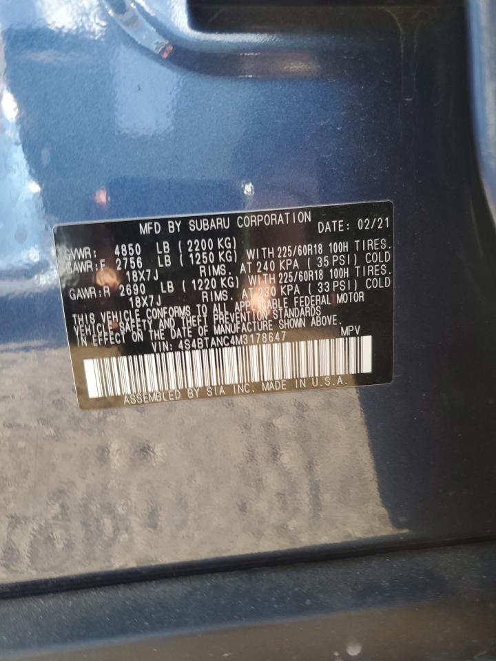 2021 Subaru Outback VIN 4S4BTANC4M3178647 Copart auction photo, front end / mechanical damage thumbnail 16