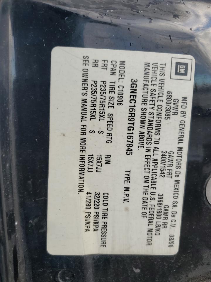 1996 Chevrolet Silverado VIN 3GNEC16R9TG167845 Copart auction photo, rear end / side damage thumbnail 14