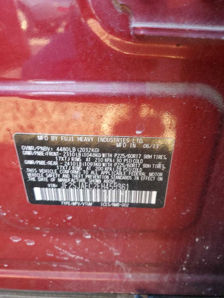 2014 Subaru Forester VIN JF2SJAEC2EH455361 Copart auction photo, undercarriage / minor dent/scratches damage thumbnail 13