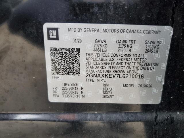 2020 Chevrolet Equinox VIN 2GNAXKEV7L6210016 Copart auction photo, side damage thumbnail 13