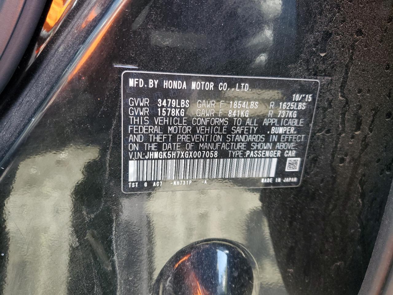 2016 Honda Fit VIN JHMGK5H7XGX007058 Copart auction photo, front end damage thumbnail 13