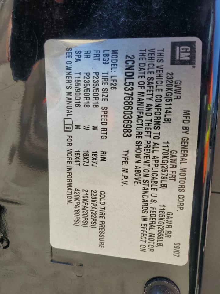 2008 Chevrolet Equinox VIN 2CNDL537686036983 Copart auction photo, front end damage thumbnail 14