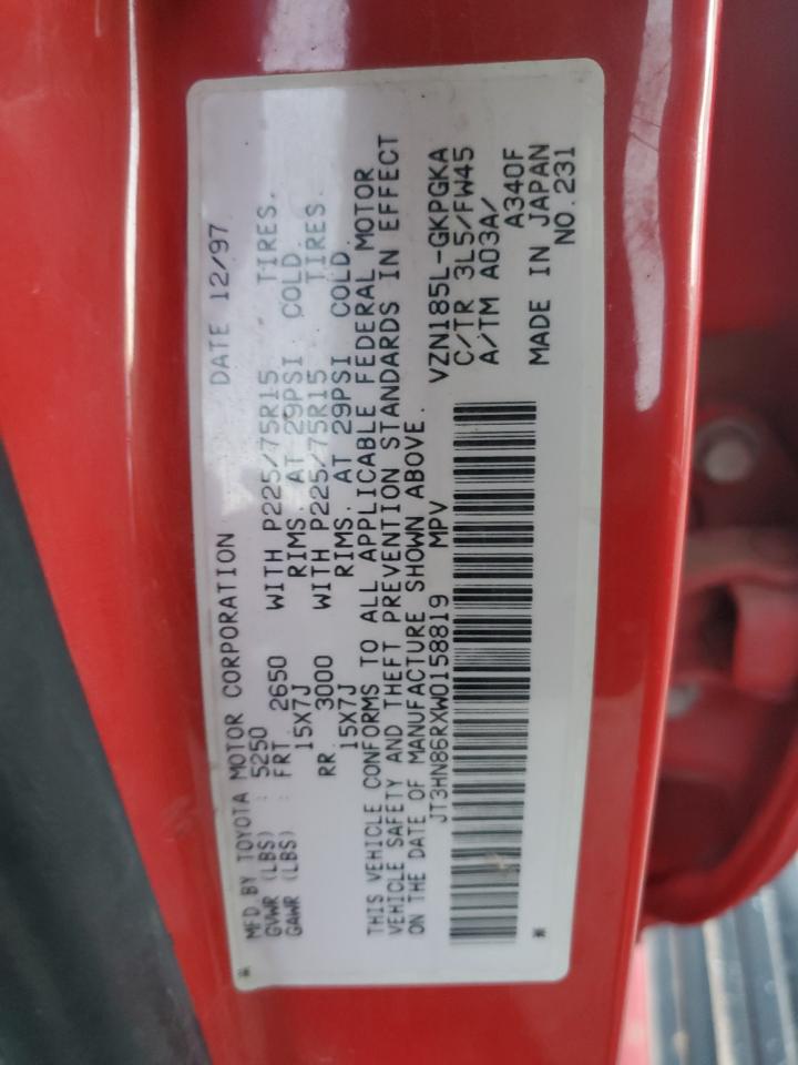 1998 Toyota 4Runner VIN JT3HN86RXW0158819 Copart auction photo, front end damage thumbnail 12