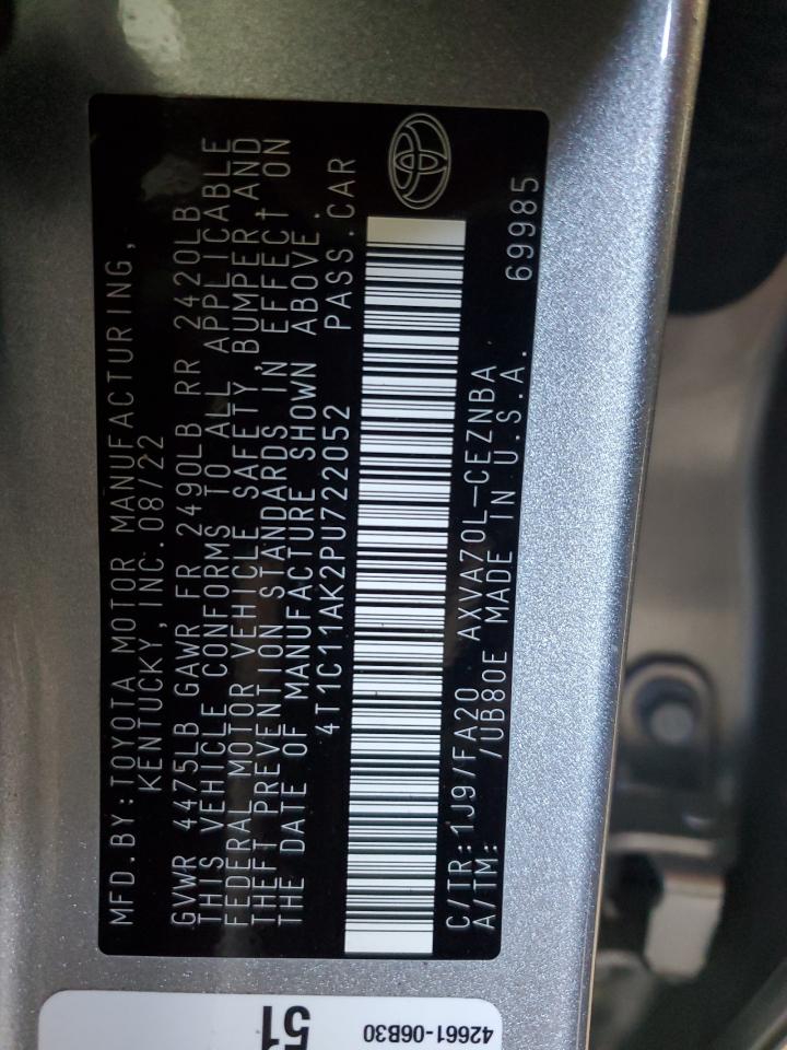 2023 Toyota Camry VIN 4T1C11AK2PU722052 Copart auction photo, front end / minor dent/scratches damage thumbnail 15