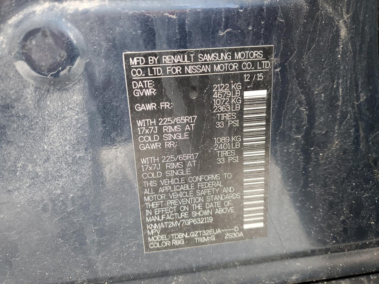 2016 Nissan Rogue VIN KNMAT2MV7GP632119 Copart auction photo, front end damage thumbnail 13